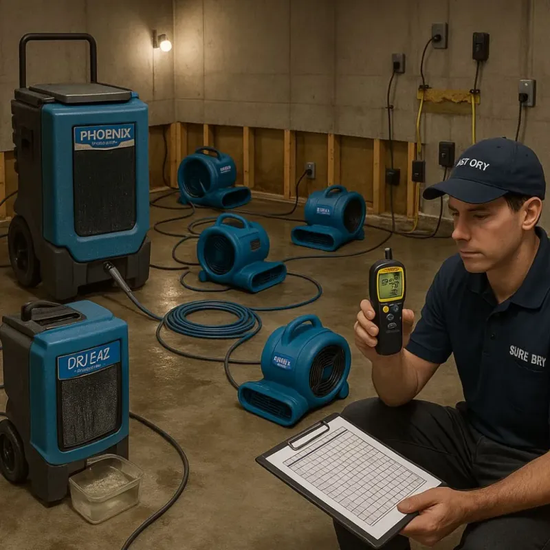 Structural Drying and Dehumidification process in Upton, WY